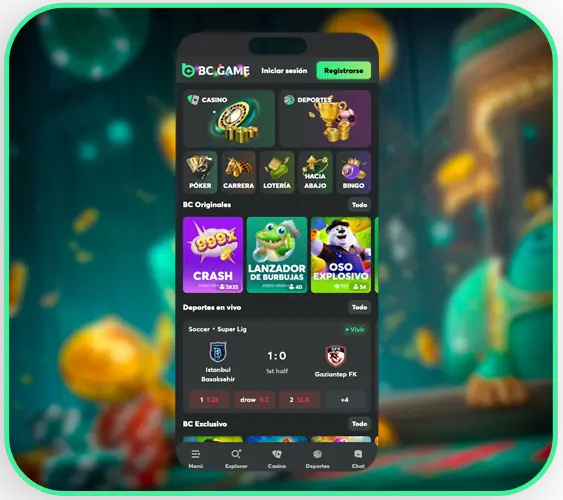 Uso de las funciones de la aplicación del casino