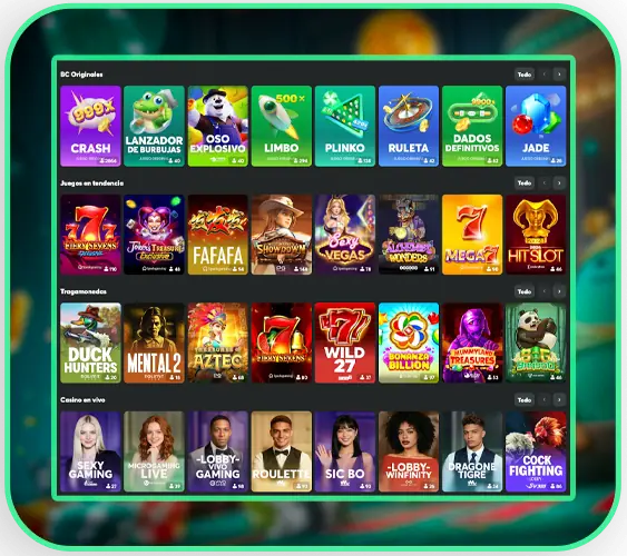 Variedad de juegos de casino